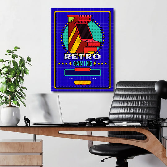 Herní obraz Retro Gaming - Pop art automat v kanceláři.