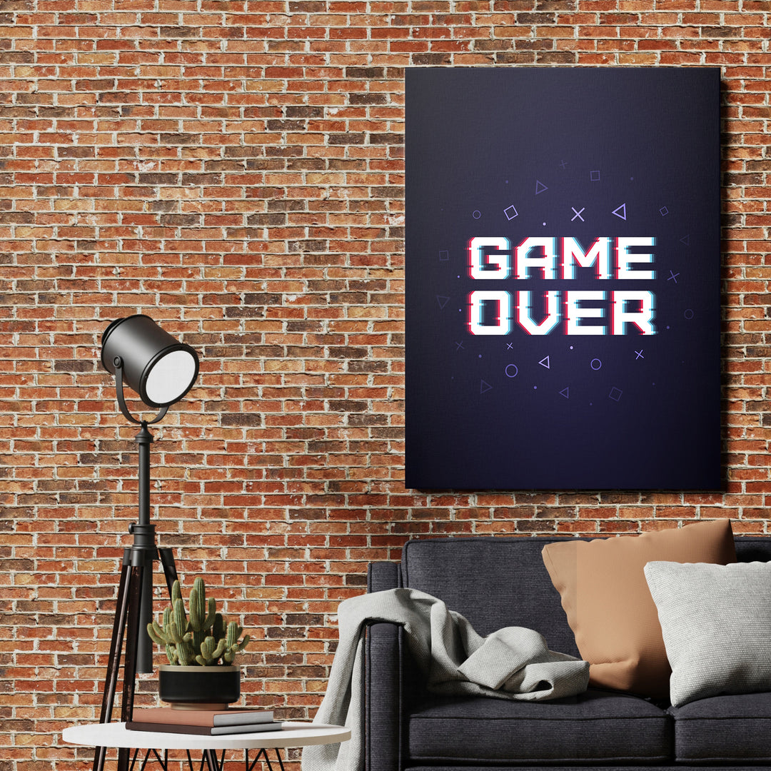 Herní obraz Game Over - Glitch na cihlové zdi.