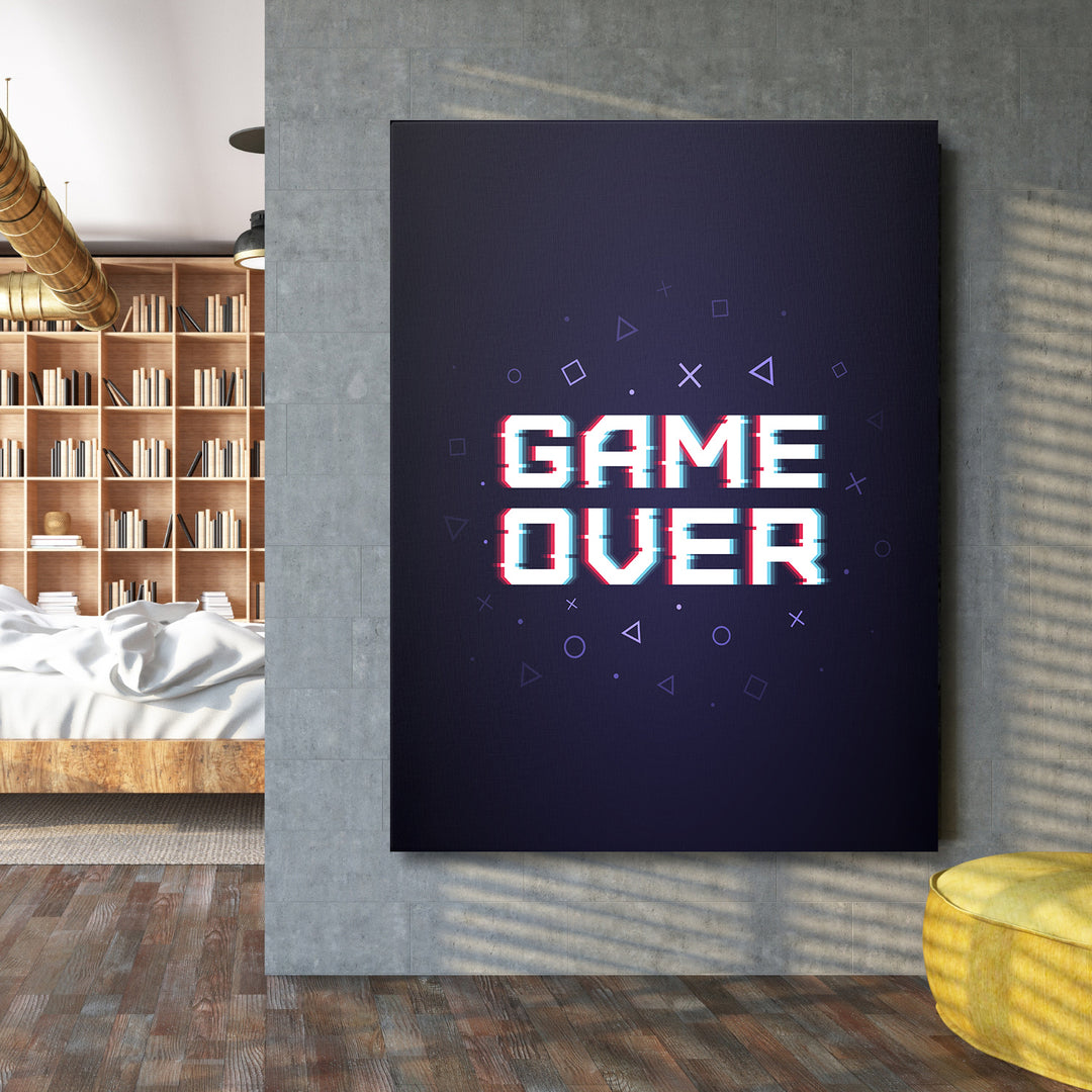 Herní obraz Game Over - Glitch na velké stěně.