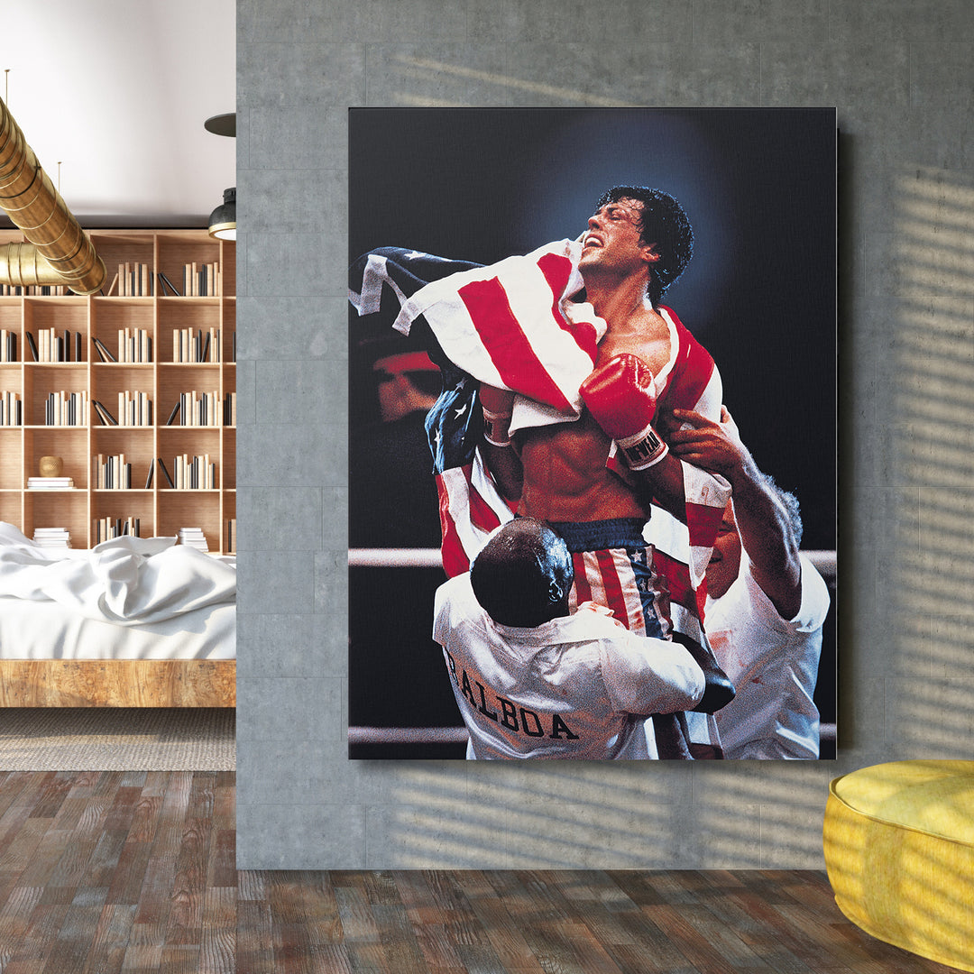 Obraz Rocky IV - Vítězné gesto na velké stěně.