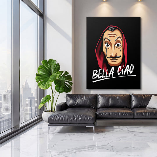 Obraz Papírový dům - Bella Ciao na velké stěně, třetí pohled.