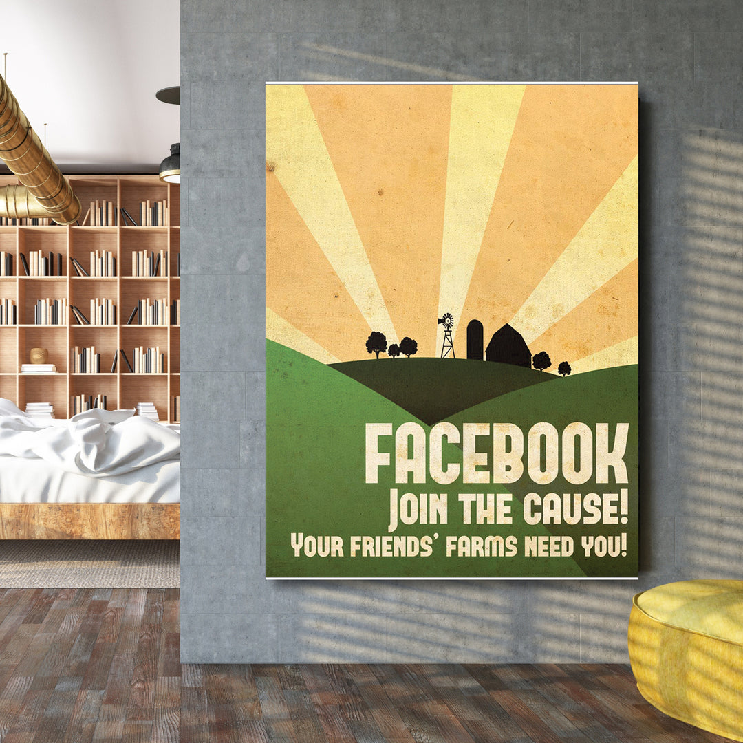 Retro obraz Facebook - Join the Cause na velké stěně.