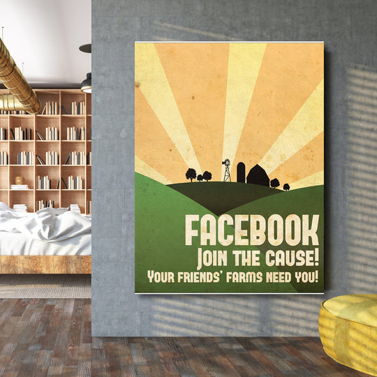 Retro obraz Facebook - Join the Cause na velké stěně.