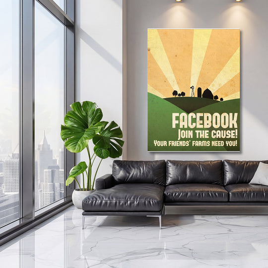 Retro obraz Facebook - Join the Cause na velké stěně, třetí pohled.