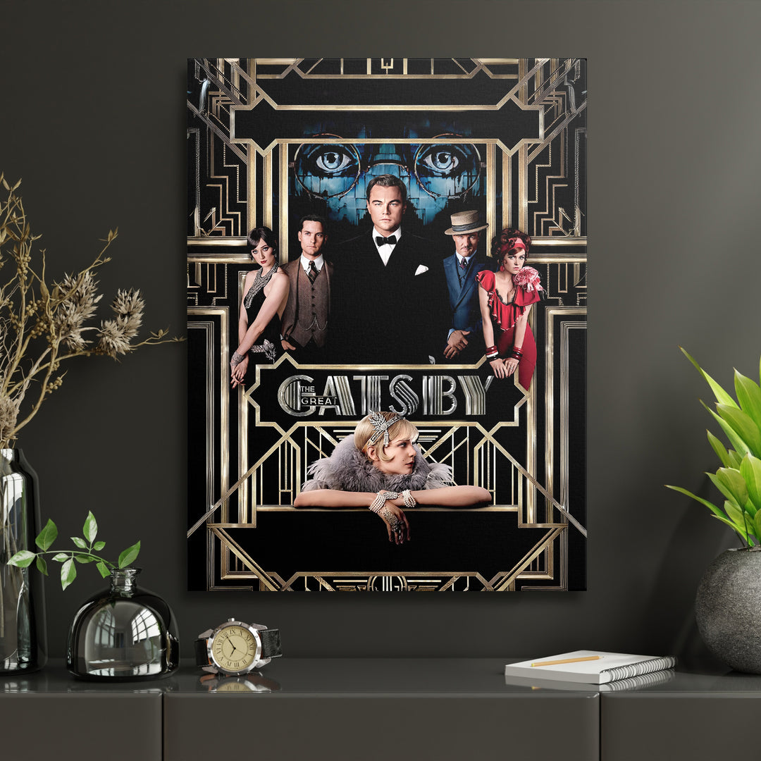 Obraz Velký Gatsby - Zlatá geometrie v interiéru s hodinami.