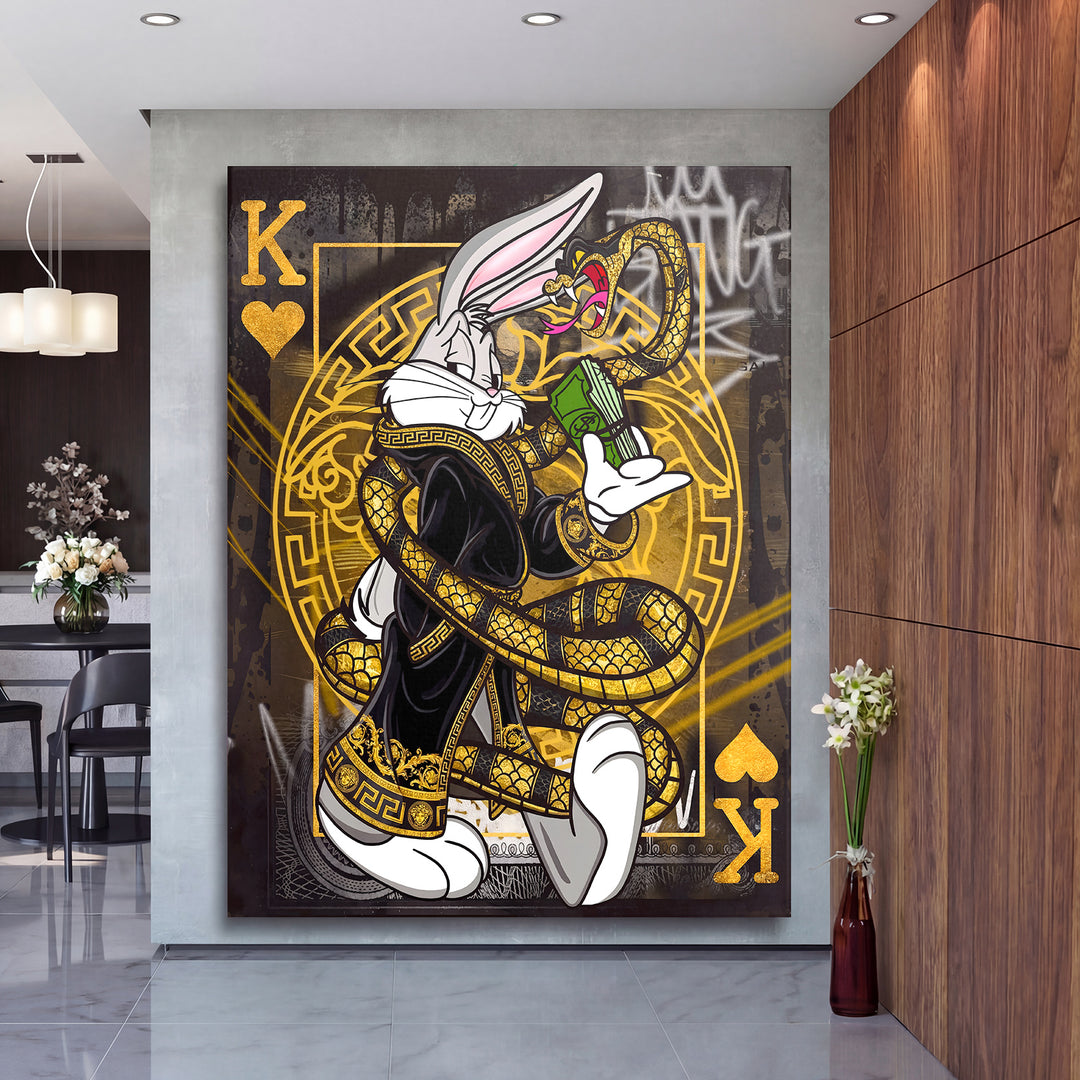 Obraz Bugs Bunny - Srdcový král na velké stěně, druhý pohled.