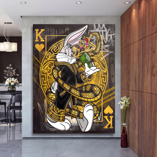 Obraz Bugs Bunny - Srdcový král na velké stěně, druhý pohled.