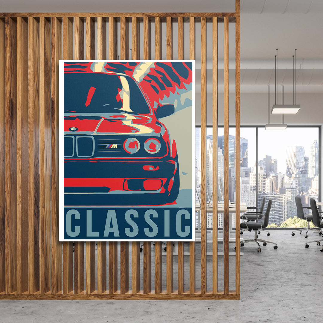Obraz BMW - Classic na dřevěné stěně.