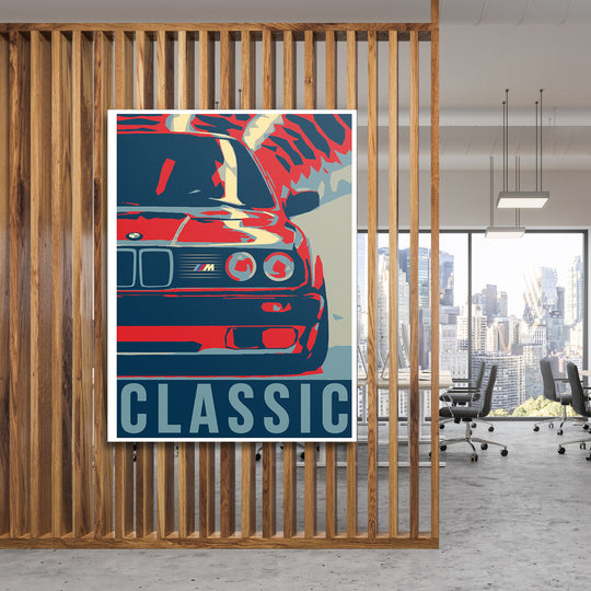 Obraz BMW - Classic na dřevěné stěně.