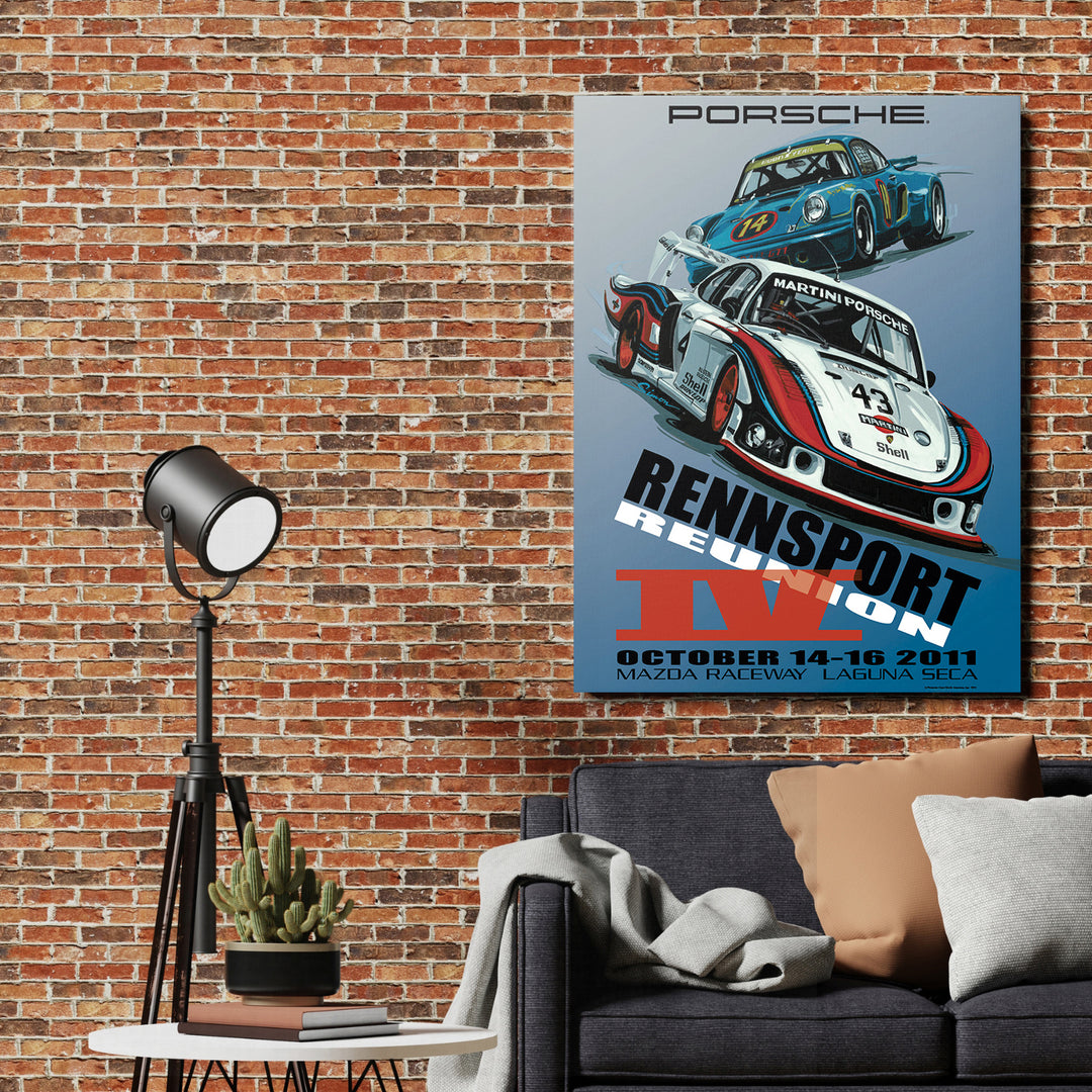 Obraz Porsche - Rennsport Reunion na cihlové zdi.