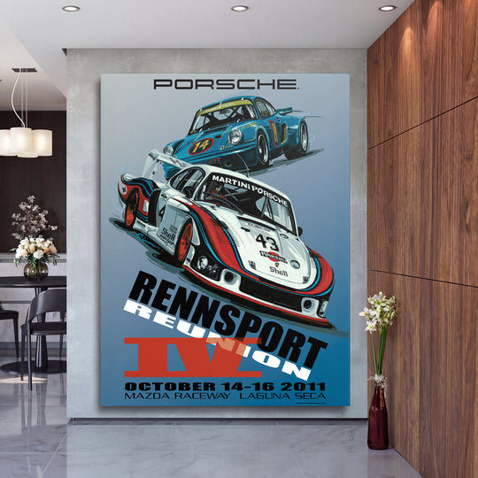 Obraz Porsche - Rennsport Reunion na velké stěně, druhý pohled.