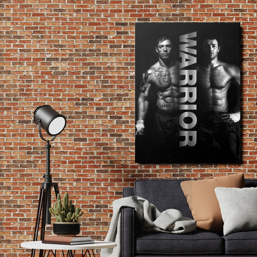 Motivační obraz Warrior - Síla bojovníka na cihlové zdi.