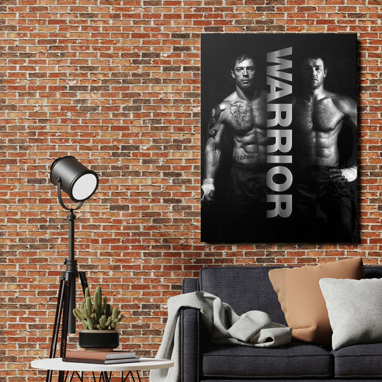 Motivační obraz Warrior - Síla bojovníka na cihlové zdi.