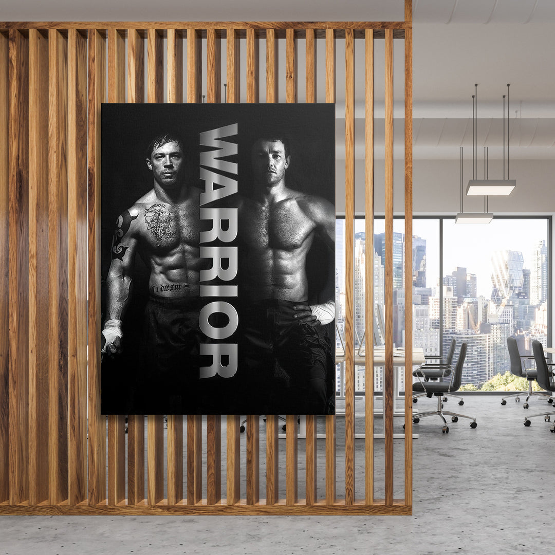 Motivační obraz Warrior - Síla bojovníka na dřevěné stěně.