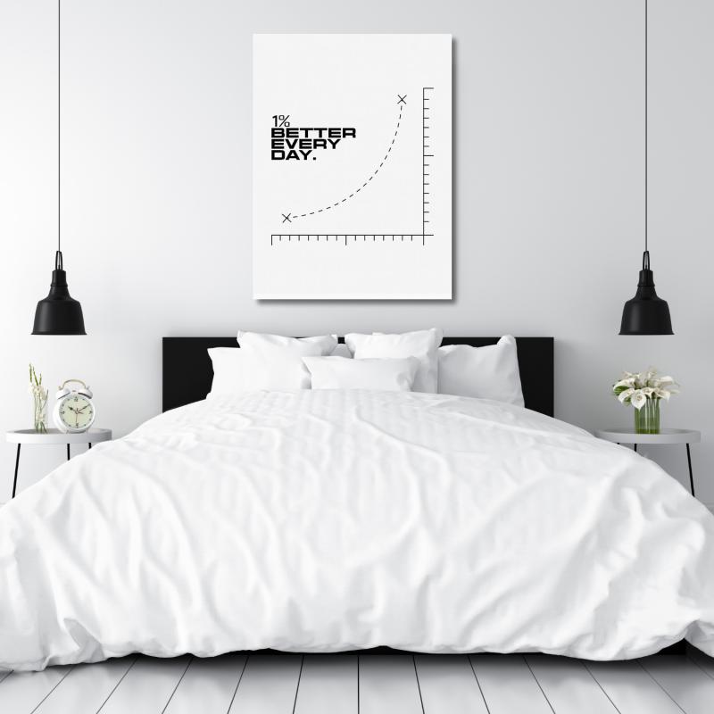 Motivační obraz 1% better every day · bílý