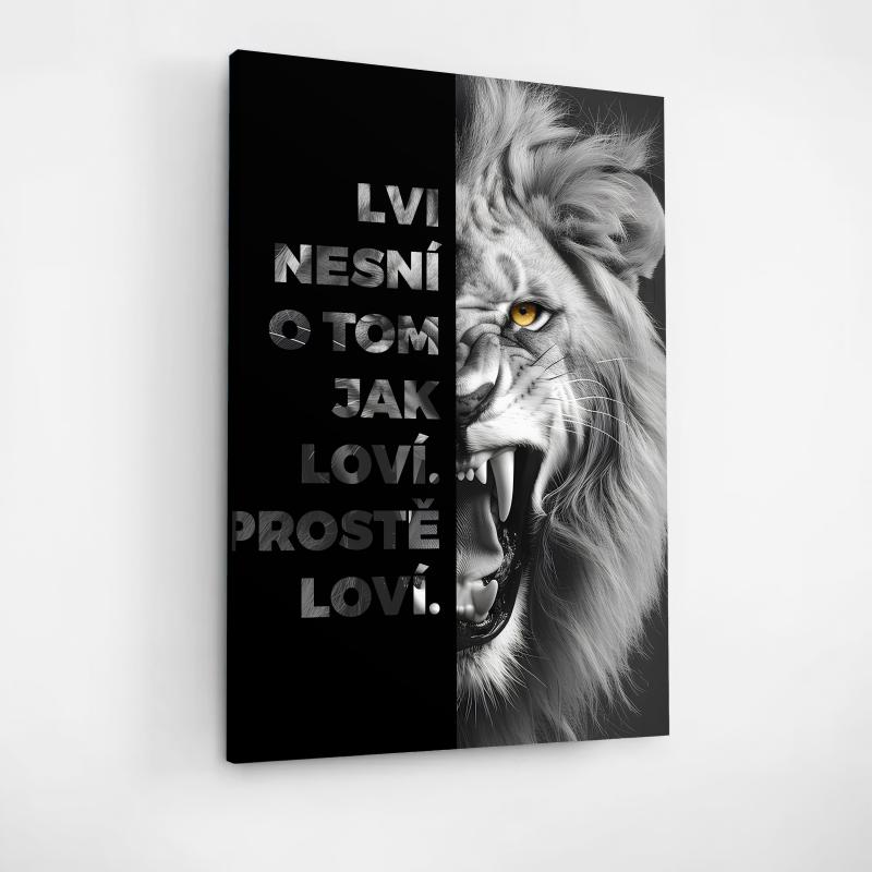 Motivační obraz česky se lvem a citátem