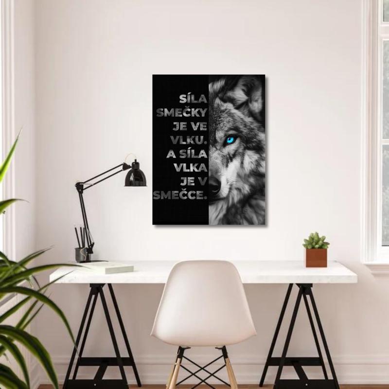 Motivační obraz česky s vlkem a citátem