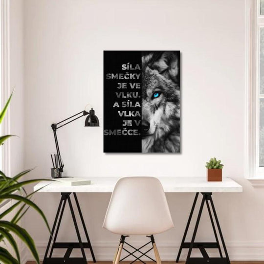 Motivační obraz česky s vlkem a citátem