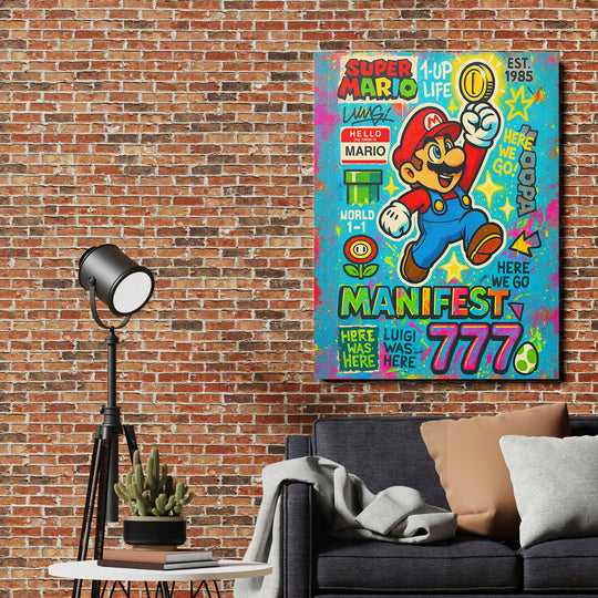 Obraz Super Mario na cihlové stěně