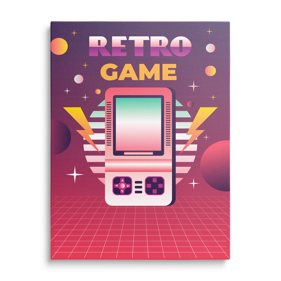 Retro herní obraz s kapesní konzolí a nápisem Retro Game