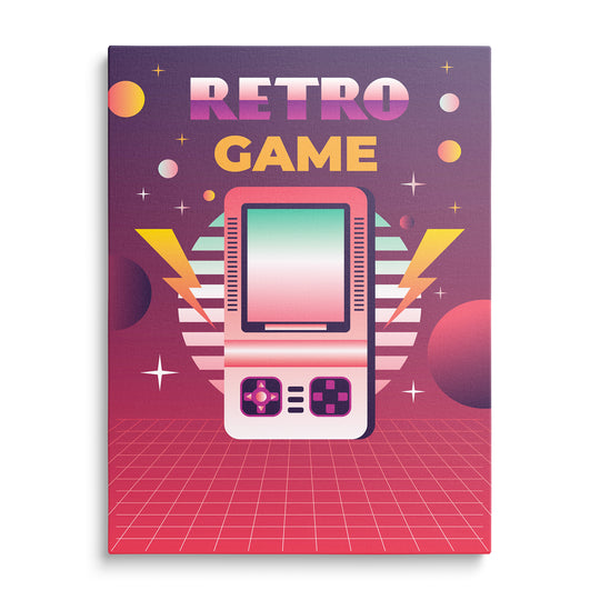 Retro herní obraz s kapesní konzolí a nápisem Retro Game