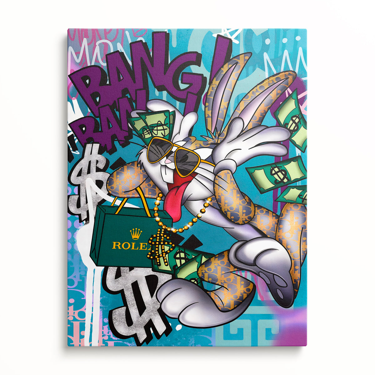 Motivační obraz Bugs Bunny Bang Bang, čistý přední pohled.