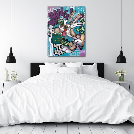 Motivační obraz Bugs Bunny Bang Bang v ložnici.