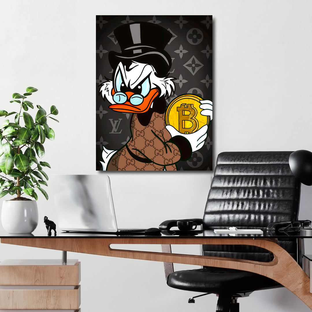 Luxusní motivační obraz Skrblík · Bitcoin Hodl, Louis Vuitton