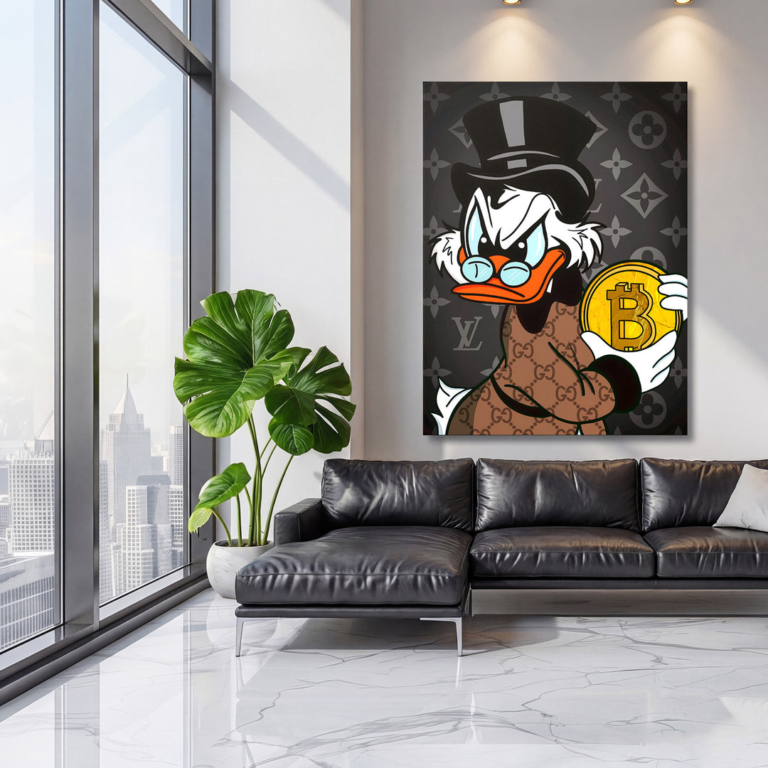Luxusní motivační obraz Skrblík · Bitcoin Hodl, Louis Vuitton
