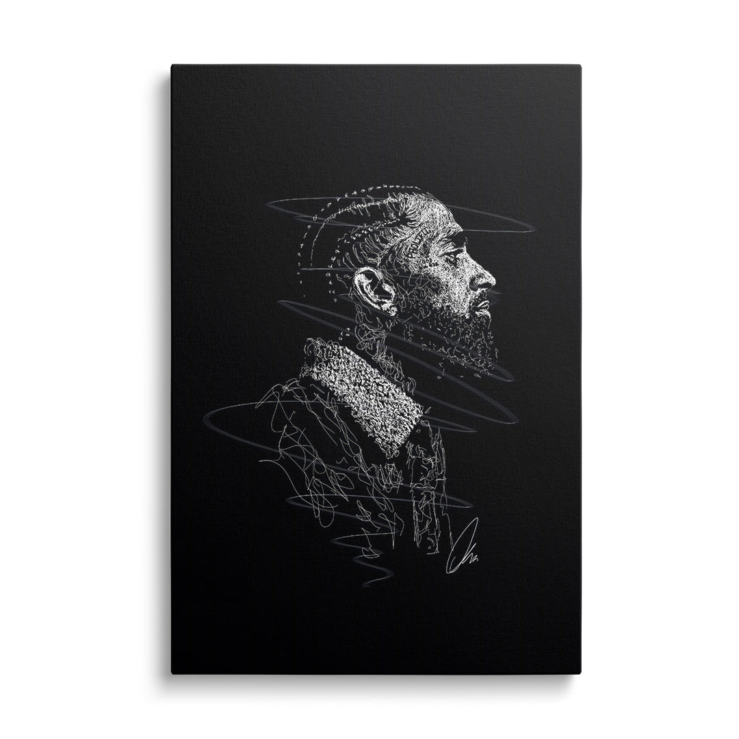 Motivační obraz na plátně, minimalistický line art portrét muže v profilu, moderní černobílý design