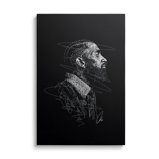 Motivační obraz na plátně, minimalistický line art portrét muže v profilu, moderní černobílý design