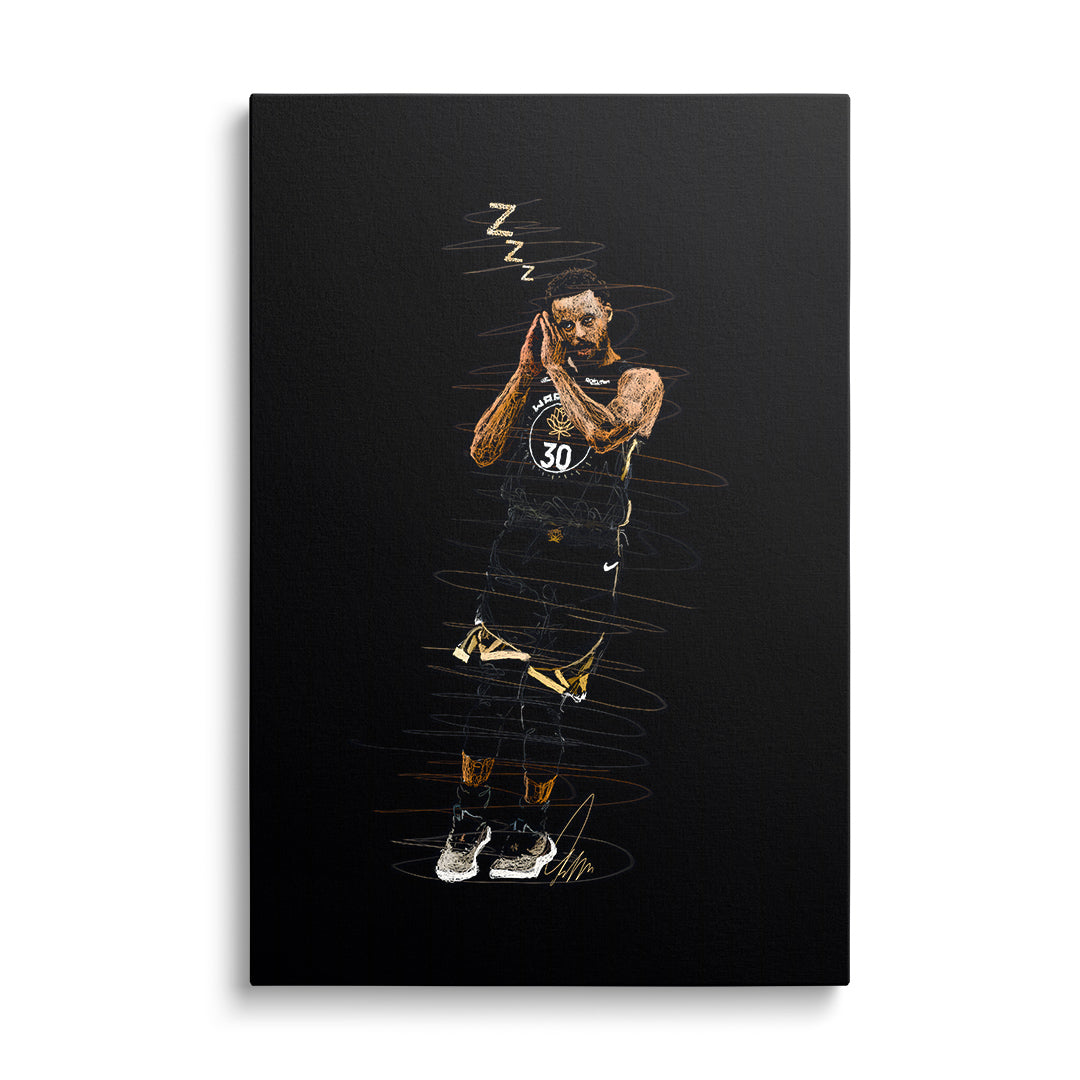 Motivační pop art obraz na plátně: basketbalista v černém dresu číslo 30 zepředu