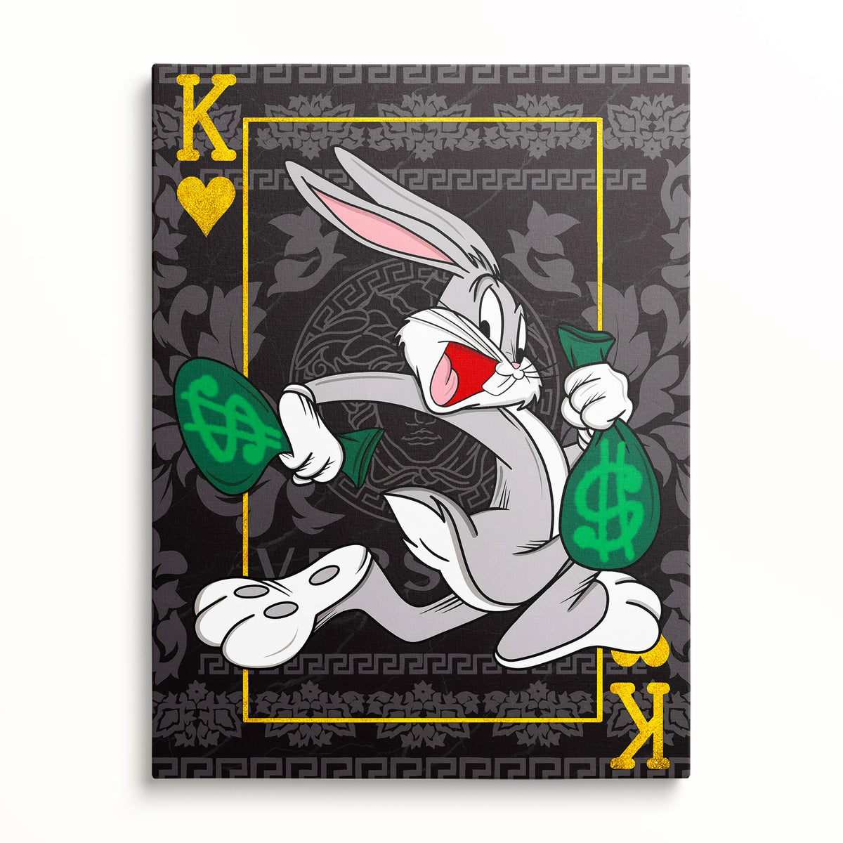 Motivační obraz Bugs Bunny s pytli peněz – pohled zepředu.