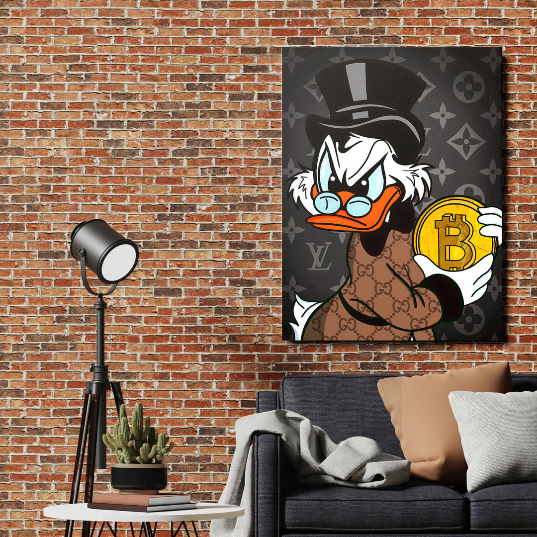 Luxusní motivační obraz Skrblík · Bitcoin Hodl, Louis Vuitton