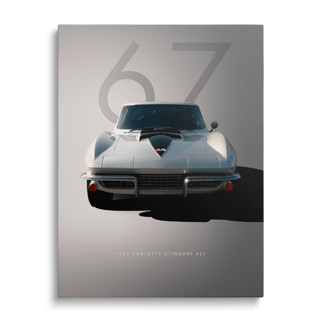 Motivační obraz na plátně s luxusním retro sportovním autem zepředu v minimalistickém designu