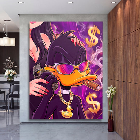 Motivační obraz Daffy Duck · Luxury – ukázka v interiéru.