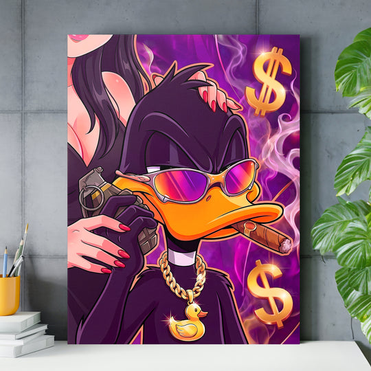 Motivační obraz Daffy Duck · Luxury – ukázka v interiéru.