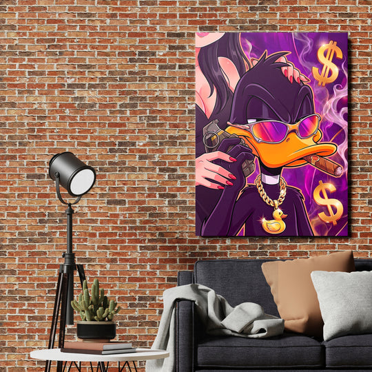 Motivační obraz Daffy Duck · Luxury – ukázka v interiéru.