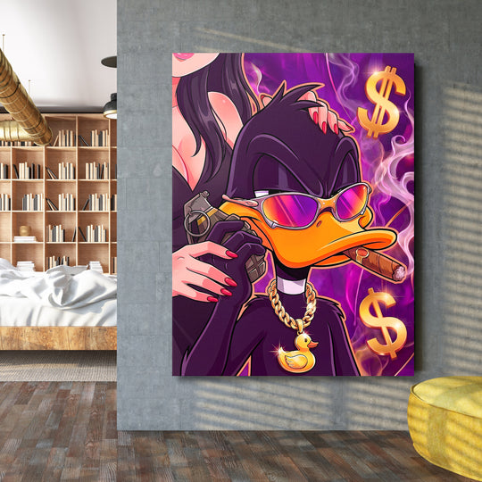 Motivační obraz Daffy Duck · Luxury – ukázka v interiéru.