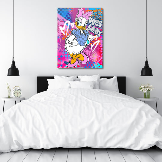 Motivační obraz Daisy Duck v ložnici.