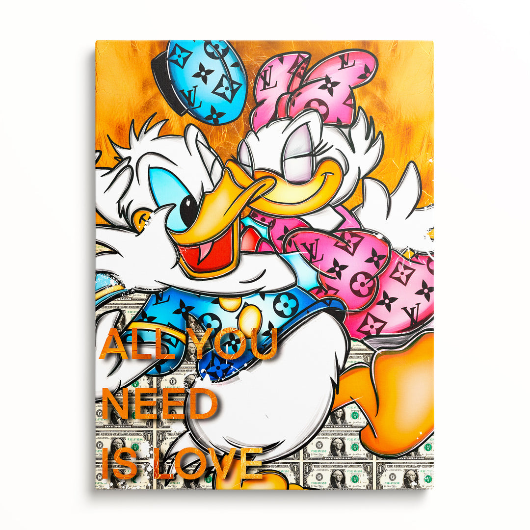 Motivační obraz Donald & Daisy Duck · All You Need Is Love – pohled zepředu.