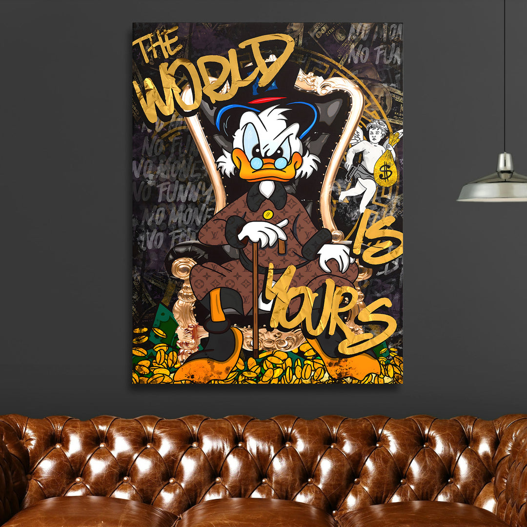 Luxusní obraz Skrblík v křesle 2 · The World Is Yours