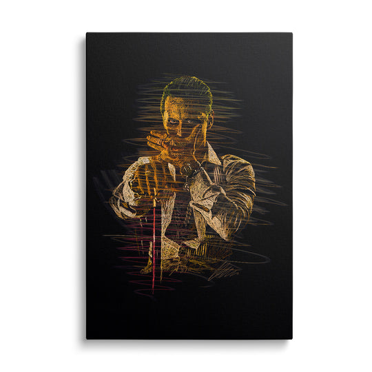 Pop art obraz bláznivého klauna ve street art stylu, motivační obraz na plátně z čelního pohledu