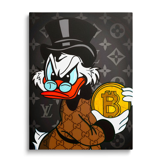 Luxusní motivační obraz Skrblík · Bitcoin Hodl, Louis Vuitton