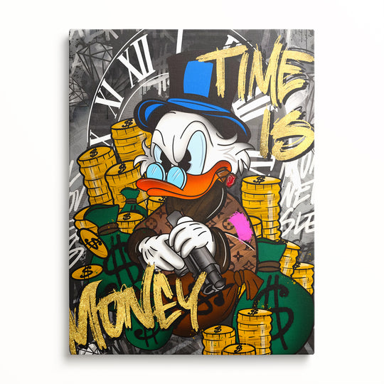 Motivační obraz Kačer Skrblík · Time Is Money – pohled zepředu.