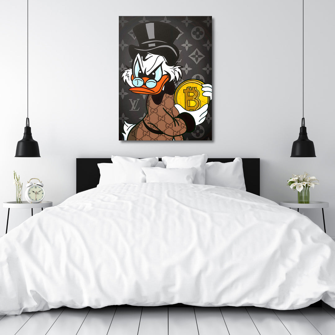 Luxusní motivační obraz Skrblík · Bitcoin Hodl, Louis Vuitton