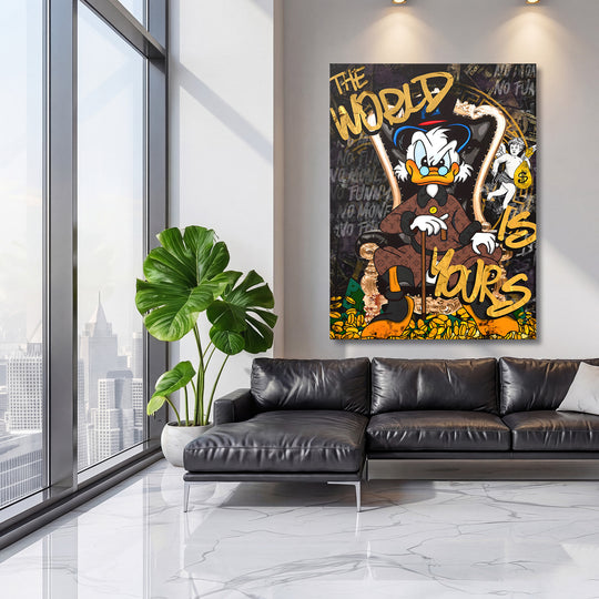 Luxusní obraz Skrblík v křesle 2 · The World Is Yours