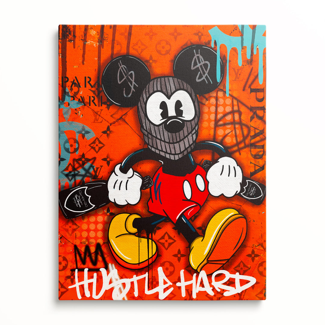 Motivační obraz Mickey Mouse · Hustle Hard – pohled zepředu.