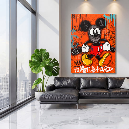 Motivační obraz Mickey Mouse · Hustle Hard – ukázka v interiéru.