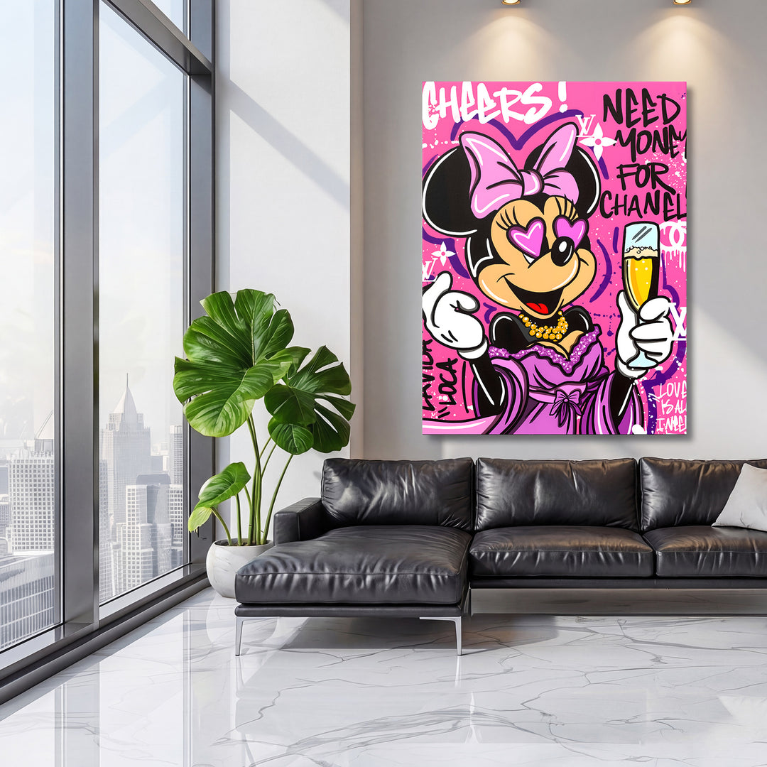 Motivační obraz Minnie Mouse · Cheers – ukázka v interiéru.